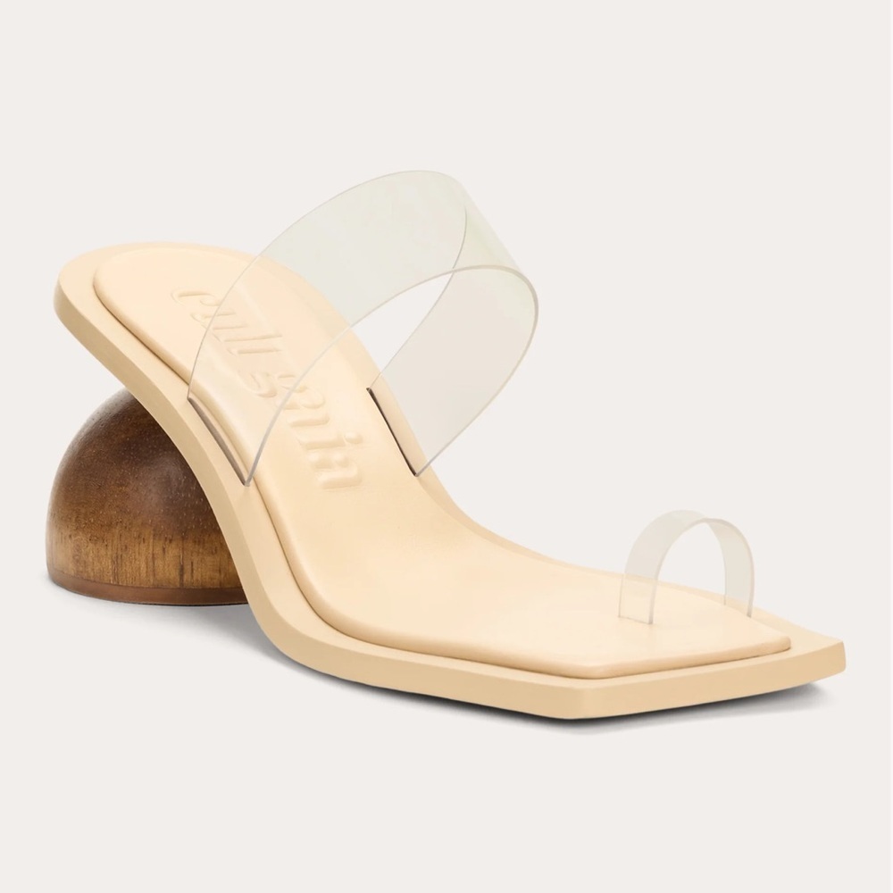 SOLD - Cult Gaia Cream Mules with Wooden Heel - Picture 3 of 7